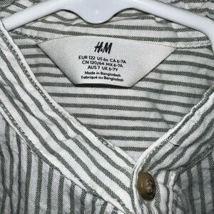 H&M Olive and White Striped Button-Up